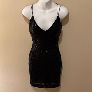 Windsor Black Strappy Sequin Dress